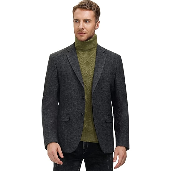 Men's Vintage Turtleneck Sweater Slim Fit Cable Knit Fisherman Sweater - Picture 3 of 5